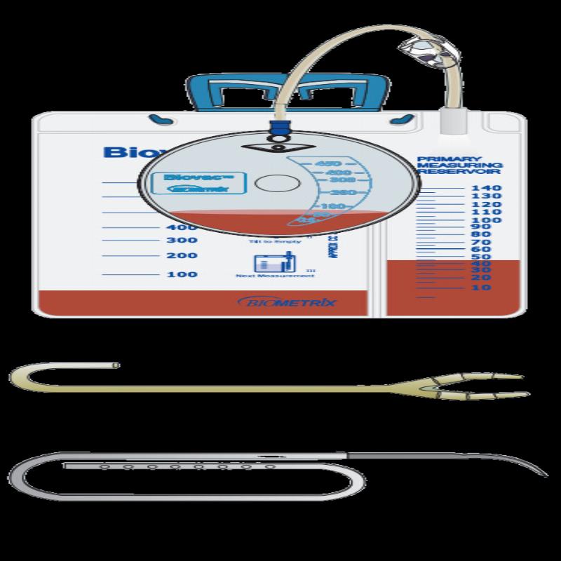 BIOVAK 450 мл аспіраційна система пружинного типу в наборі з круглим силіконовим дренажем 16 Fr, мішком, голкою троакару